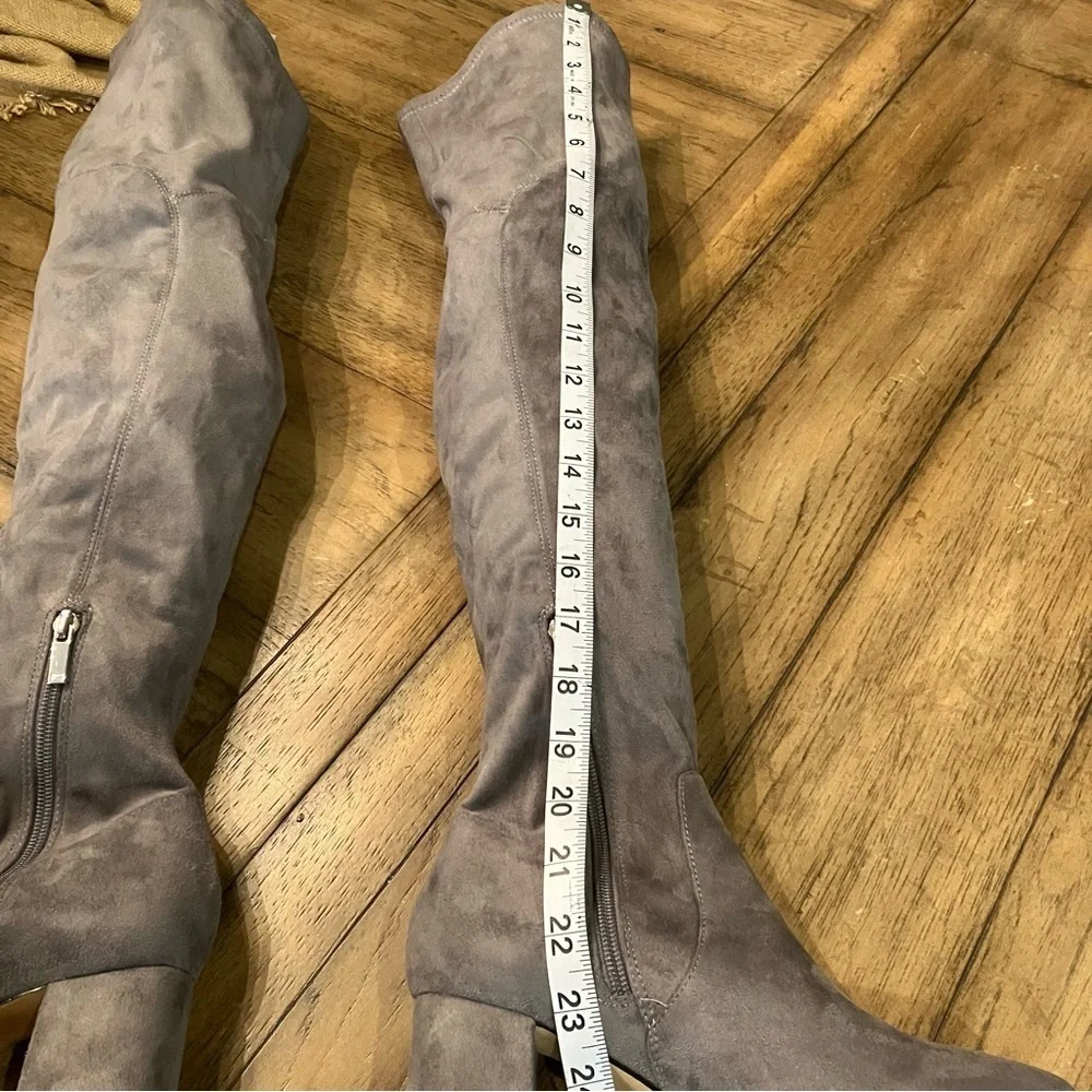 Marc Fisher LTD Arrine Over-the-Knee Faux Suede Boots, color gray, size 5